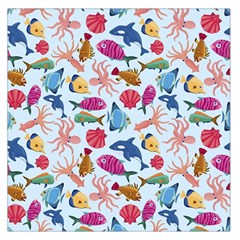 Sea Creature Themed Artwork Underwater Background Pictures Square Satin Scarf (36  X 36 ) by Grandong