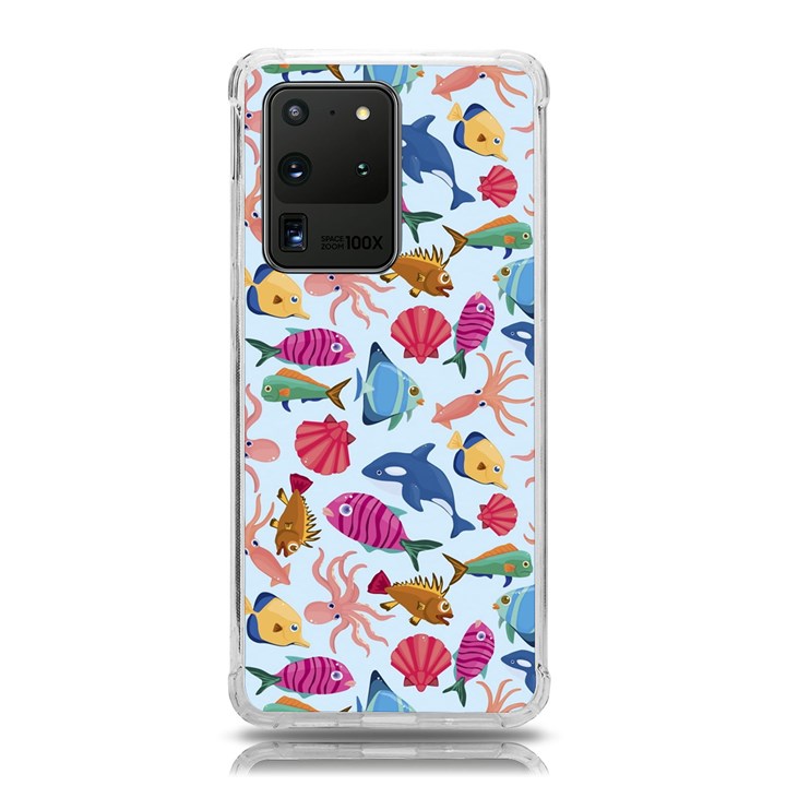 Sea Creature Themed Artwork Underwater Background Pictures Samsung Galaxy S20 Ultra 6.9 Inch TPU UV Case