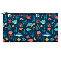 Variety Of Fish Illustration Turtle Jellyfish Art Texture Pencil Case by Grandong