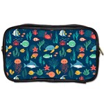 Variety Of Fish Illustration Turtle Jellyfish Art Texture Toiletries Bag (Two Sides) Front