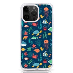 Variety Of Fish Illustration Turtle Jellyfish Art Texture Iphone 14 Pro Max Tpu Uv Print Case by Grandong