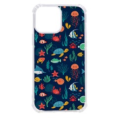 Variety Of Fish Illustration Turtle Jellyfish Art Texture Iphone 13 Pro Max Tpu Uv Print Case