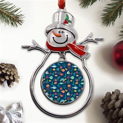 Variety Of Fish Illustration Turtle Jellyfish Art Texture Metal Snowman Ornament by Grandong