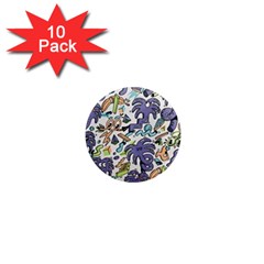 Purple Orange Green Blue Cartoon 1  Mini Magnet (10 Pack)  by Grandong