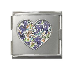 Purple Orange Green Blue Cartoon Mega Link Heart Italian Charm (18mm) by Grandong