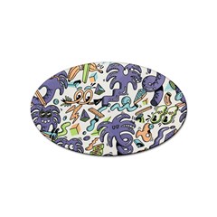 Purple Orange Green Blue Cartoon Sticker Oval (100 Pack)