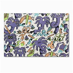 Purple Orange Green Blue Cartoon Postcards 5  X 7  (pkg Of 10) by Grandong