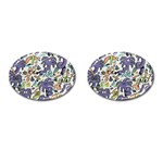 Purple Orange Green Blue Cartoon Cufflinks (Oval) Front(Pair)