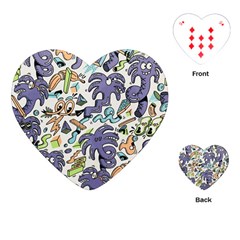 Purple Orange Green Blue Cartoon Playing Cards Single Design (heart) by Grandong