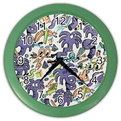 Purple Orange Green Blue Cartoon Color Wall Clock by Grandong