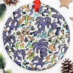 Purple Orange Green Blue Cartoon Round Filigree Ornament (Two Sides) Front