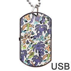 Purple Orange Green Blue Cartoon Dog Tag Usb Flash (two Sides) by Grandong