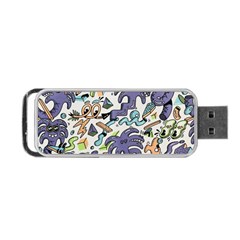 Purple Orange Green Blue Cartoon Portable Usb Flash (one Side) by Grandong