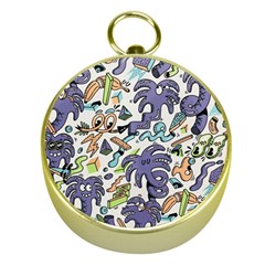 Purple Orange Green Blue Cartoon Gold Compasses by Grandong