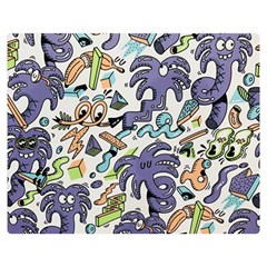 Purple Orange Green Blue Cartoon Two Sides Premium Plush Fleece Blanket (medium) by Grandong