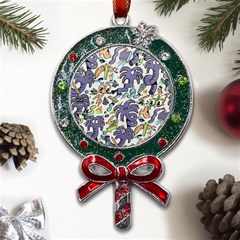 Purple Orange Green Blue Cartoon Metal X mas Lollipop With Crystal Ornament