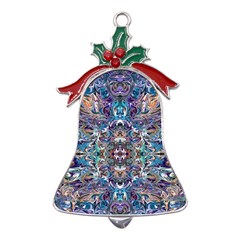 Over The Delta  Metal Holly Leaf Bell Ornament by kaleidomarblingart