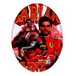 Carlos Sainz Oval Glass Fridge Magnet (4 pack) Front