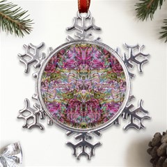 Trama Blend Metal Large Snowflake Ornament by kaleidomarblingart