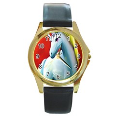 Unicorn Design Round Gold Metal Watch by Trending