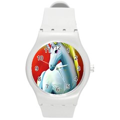 Unicorn Design Round Plastic Sport Watch (m) by Trending