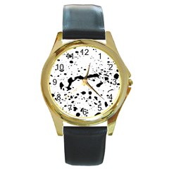 Monochrome Mirage  Round Gold Metal Watch by dflcprintsclothing