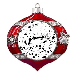 Monochrome Mirage  Metal Snowflake And Bell Red Ornament by dflcprintsclothing