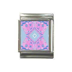 Bohemian Chintz Illustration Pink Blue White Italian Charm (13mm) by Mazipoodles