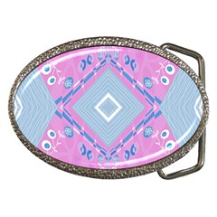 Bohemian Chintz Illustration Pink Blue White Belt Buckles by Mazipoodles