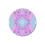 Bohemian Chintz Illustration Pink Blue White Magnet 3  (Round) Front