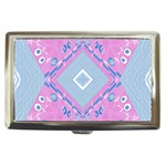 Bohemian Chintz Illustration Pink Blue White Cigarette Money Case Front