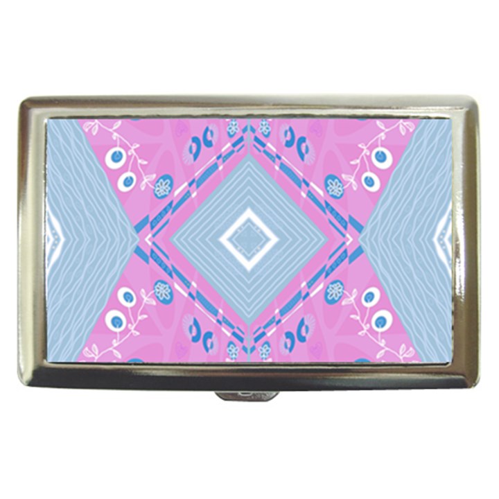 Bohemian Chintz Illustration Pink Blue White Cigarette Money Case