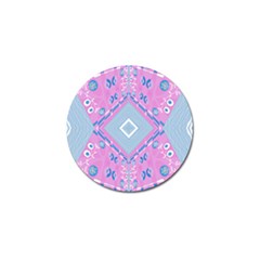 Bohemian Chintz Illustration Pink Blue White Golf Ball Marker by Mazipoodles