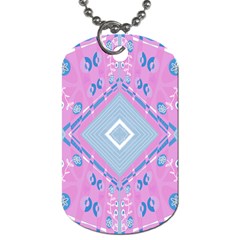 Bohemian Chintz Illustration Pink Blue White Dog Tag (two Sides) by Mazipoodles