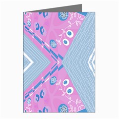 Bohemian Chintz Illustration Pink Blue White Greeting Cards (pkg Of 8) by Mazipoodles