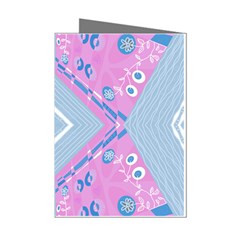 Bohemian Chintz Illustration Pink Blue White Mini Greeting Cards (pkg Of 8) by Mazipoodles