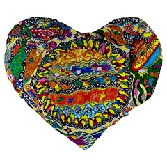 Supersonic Sunblast Large 19  Premium Flano Heart Shape Cushions by chellerayartisans