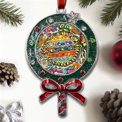 Supersonic Sunblast Metal X mas Lollipop With Crystal Ornament by chellerayartisans