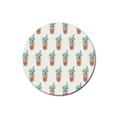 Cute Boba Rubber Round Coaster (4 Pack) by artworkshop