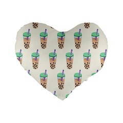 Cute Boba Standard 16  Premium Flano Heart Shape Cushions by artworkshop