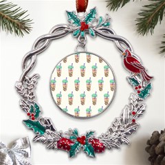 Cute Boba Metal X mas Wreath Holly Leaf Ornament by artworkshop