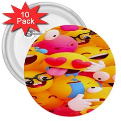 Wallpaper Emoji 3  Buttons (10 Pack) 