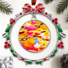 Wallpaper Emoji Metal X mas Wreath Ribbon Ornament