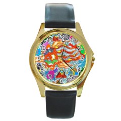 Supersonic Mermaid Chaser Round Gold Metal Watch by chellerayartisans