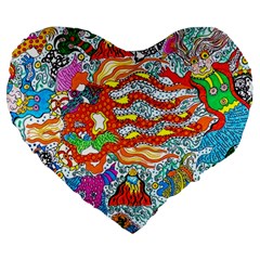 Supersonic Mermaid Chaser Large 19  Premium Heart Shape Cushions