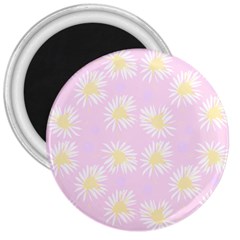 Mazipoodles Bold Daisies Pink 3  Magnets by Mazipoodles