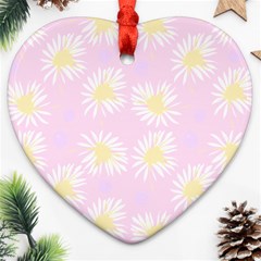 Mazipoodles Bold Daisies Pink Ornament (heart) by Mazipoodles