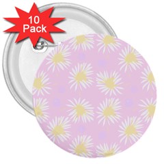 Mazipoodles Bold Daisies Pink 3  Buttons (10 Pack)  by Mazipoodles