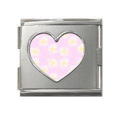 Mazipoodles Bold Daisies Pink Mega Link Heart Italian Charm (18mm) by Mazipoodles