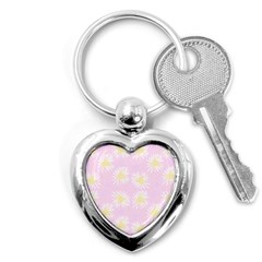 Mazipoodles Bold Daisies Pink Key Chain (heart) by Mazipoodles